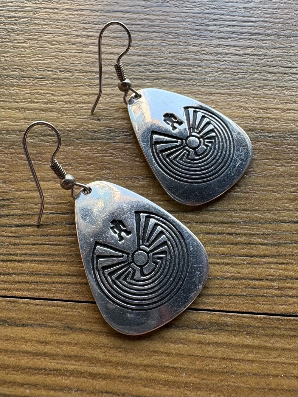 Navajo Nickel Silver “Man in the Maze” Earrings